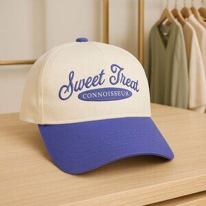 Sweet Treat Connoisseur Baseball Cap Two Tone Hat Beige Purple By Kenz Kustomz